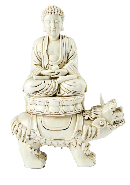 Auf Löwe sitzender Buddha, China, Qing-Dynasty